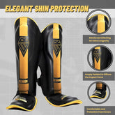 Rewon Classic Schienbeinschoner Kampfsport/Kickboxen - Schwarz/Gold